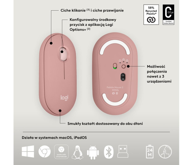 LOGITECH Pebble 2 Combo różowy 920-012241 - 1172743 - zdjęcie 12
